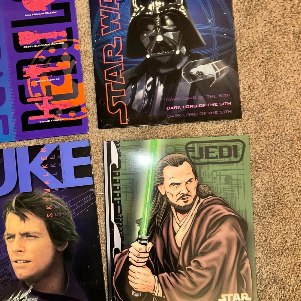 Star Wars Vintage 1996 Mead Unpunched Folders  Pictures -Lot Of 7